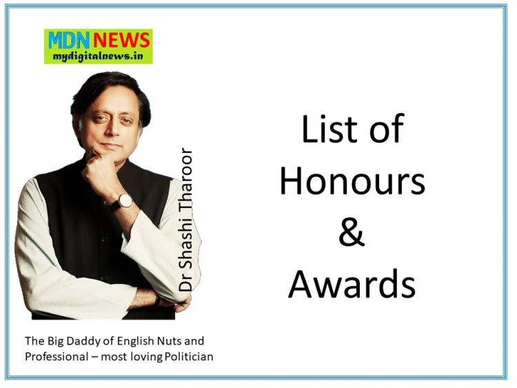 List of Honours and awards of Dr Shashi Tharoor