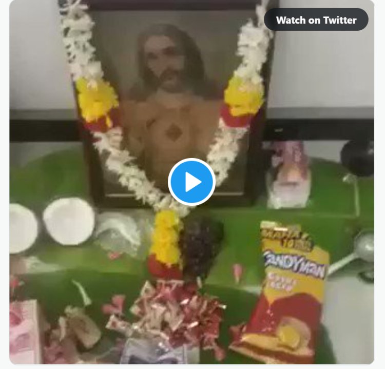 A viral Video in Twitter - Homam and hindu style rituals jesus Photo and Manthras with jesus Name